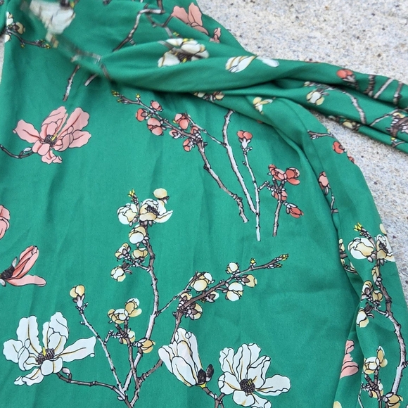 Zara Green Floral Open Shoulder Shift Dress. Size M - Picture 11 of 11
